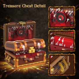 Mavo Brix Mimic Treasure Chest Building Set, Dice Storage Box Holds up to 4 Sets of Polyhedral Dices, Dragons Board Game Collection Toy Gifts for Adult and Kids Age 6+(531pcs)