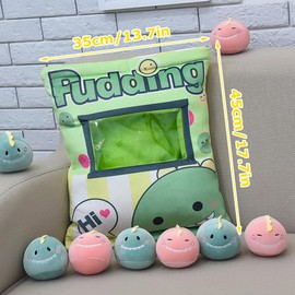 EUBSWA Plush Cushion in Pouch Design with 8 Dinosaur, Detachable Toto Cute Cuddly Pillow Gifts for Boys, Girls, Kids