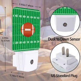 Jopowide American Football Night Light, Ball Night Lights Plug into Wall Decor for Bedroom,Bathroom, Hallway, Kitchen, Dusk to Dawn Sensor Nightlights for Boys Girls Women Men Room Gifts