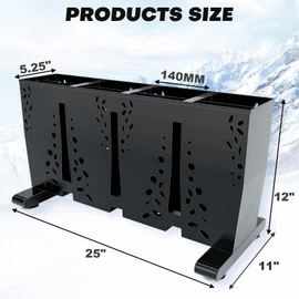 Ski Storage Rack for Garage, 4 Pair Heavy Duty Steel Freestanding Ski Storage Organizer, Indoor Ski Holder Racks for Home and Garage Storage