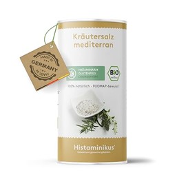 Histaminikus Herbal Salt Mediterranean, Organic Spice Mix (180 g), Yeast-free Natural Product without Flavour Enhancer, Low Histamine, Fodmap-Aware, Gluten-Free, Vegan and Suitable for Irritable Bowel