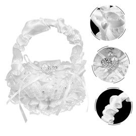 NOLITOY 2pcs Romantic Heart Shape Ring Pillow for Wedding Ceremony Lace Satin Ring Holder Elegant Decor for Party