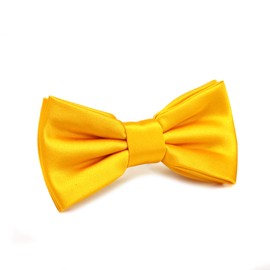 fortunatever Boys Solid Pre-tied Bow Ties,Yellow Adjustable Tuxedo Bowtie For Boy With Multiple Colors (11''-18'')