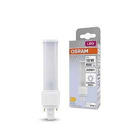 OSRAM Dulux LED D10 EM, G24D-1, 5W, 600lm, 4000K, cool white light colour, targeted lighting thanks to rotating end cap, LED replacement for classic compact fluorescent lamps with G24D-1 socket