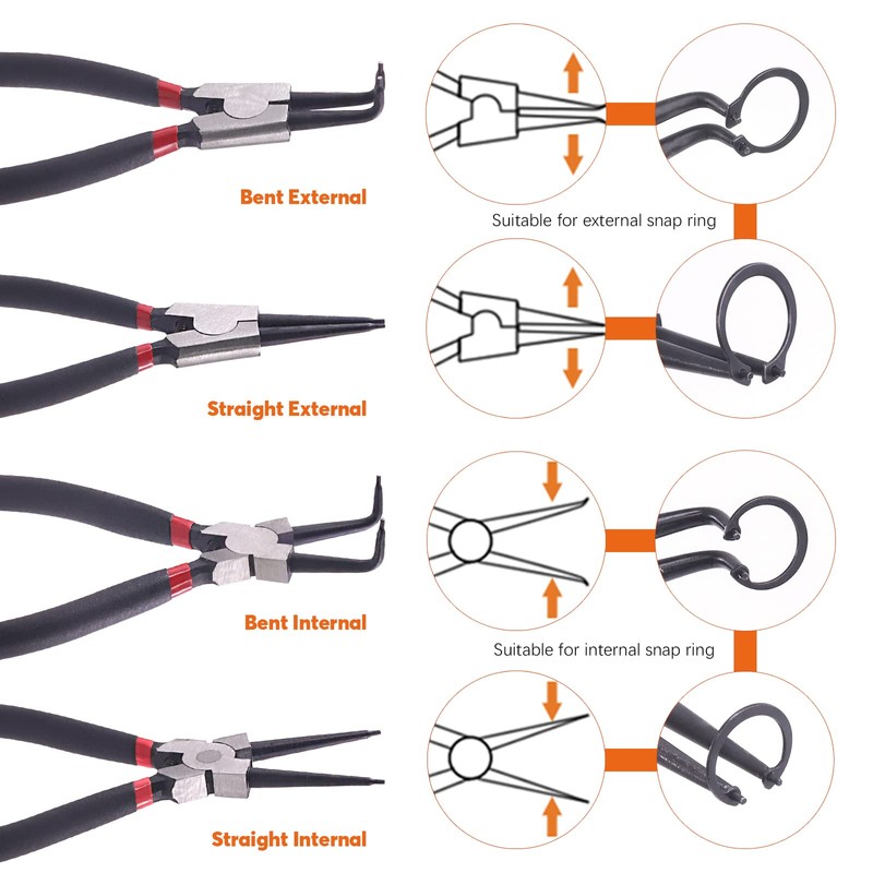 Rustark 8Pcs 7 Inch Snap Ring Pliers Heavy Duty Hook