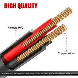 18 Gauge Electrical Wire 100FT 18 AWG 2 Conductor Copper Wire Flexible Cable for Home, Garden, Courtyard, Lamp Cord, Automotive Wiring, Marine Cable