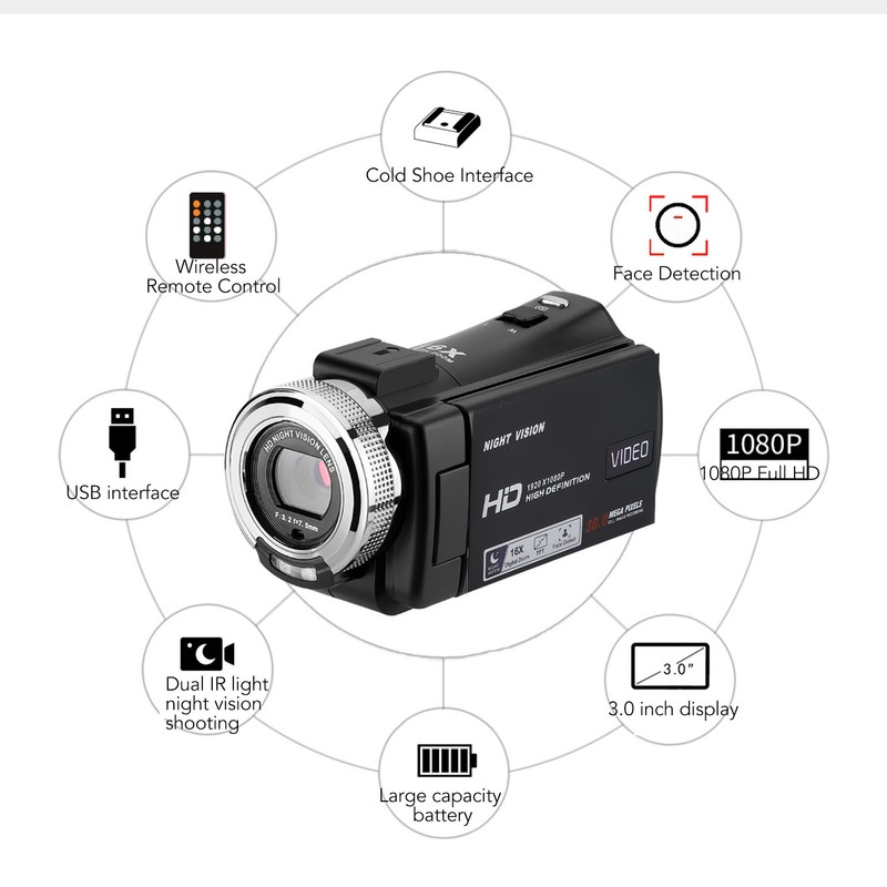 Video Camera Camcorder 30MP 1080P HD 3 Inch TFT LCD