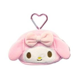 Tanayama Shoji 63202403 My Melody Mini Face Pouch with Carabiner, H 3.1 x W 4.3 x D 1.2 inches (8 x 11 x 3 cm)
