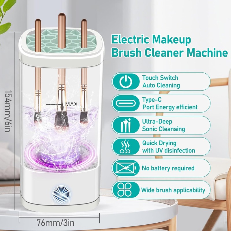 Electric Makeup Brush Cleaner Machine, Multi-Functional Automatic Makeup Brush Cleaner