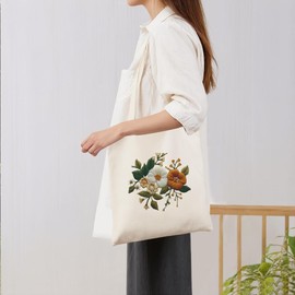 Huacan Embroidery Kit Canvas Bag Cross Stitch Kits for Adults,DIY Needlepoint with Floral Pattern,Hoop and Instructions (Flower B)