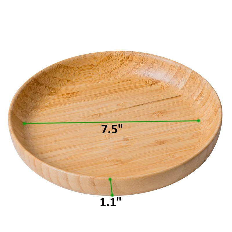 cluzelar Bamboo Plates 7.5Inch Round Bamboo Plates Reusable Dinner Plates