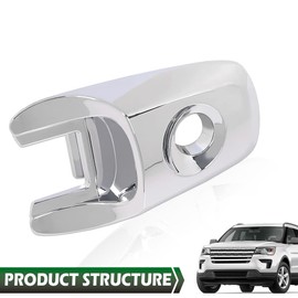 GRAND ORANGE Front Driver Chrome Exterior Door Handle Lock Cylinder Cap Compatible with Ford Explorer 2011 2012 2013 2014 2015 2016 2017 2018 2019 BA1Z-78218A14-A