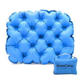 BreezCamp Inflatable Seat Cushion, Lightweight Stadium Seat Pad, Camping Accessories Chair Pad for Airplane Travel, Hiking, Climbing, Home and Office,Blue