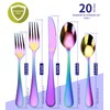 VIVANI Emilian 20 Piece Rainbow Silverware Set, Premium Stainless Steel