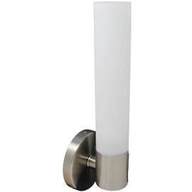 Urbanest Enzo One-Light Wall Sconce Lamp with Frosted Glass Shade, Hardwired, Brushed Steel, 13 1/2-inch Tall