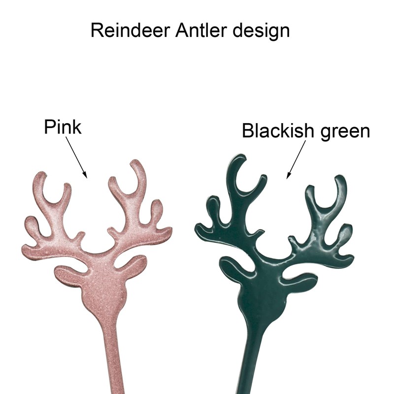 Pinenjoy 2Pcs Espresso Stirring Spoon 18/10(304) Stainless Steel Reindeer Antler