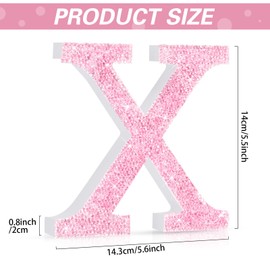 Qunclay 5.7 Inch Pink Crystal Diamond Letters - Crushed Diamond Decorations with Screws and Hooks - Rhinestone Gift for Wedding Birthday Valentine Wall Desk Bathroom Decor(Letter X)
