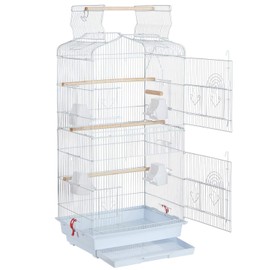 Topeakmart Open Top Medium Parrot Flight Bird Cage for 2 Parakeets, White