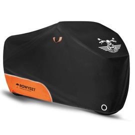ROWYEET Motorcycle Cover Waterproof Outdoor Storage with Lock-Holes, Storage Bag & Night Reflective Design, All Season Protection Powersports Vehicle Covers Fits up to 116" Motorcycles
