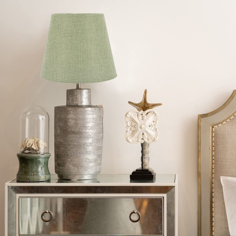 Totority Green Bedside Lamps Lampshade Taper Fabric Lampshade Simple Style