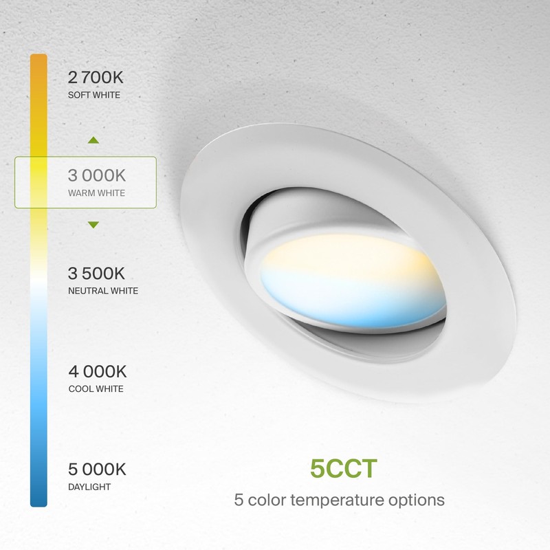 ASD 6 Pack 4 Inch Gimbal LED Recessed Lighting with