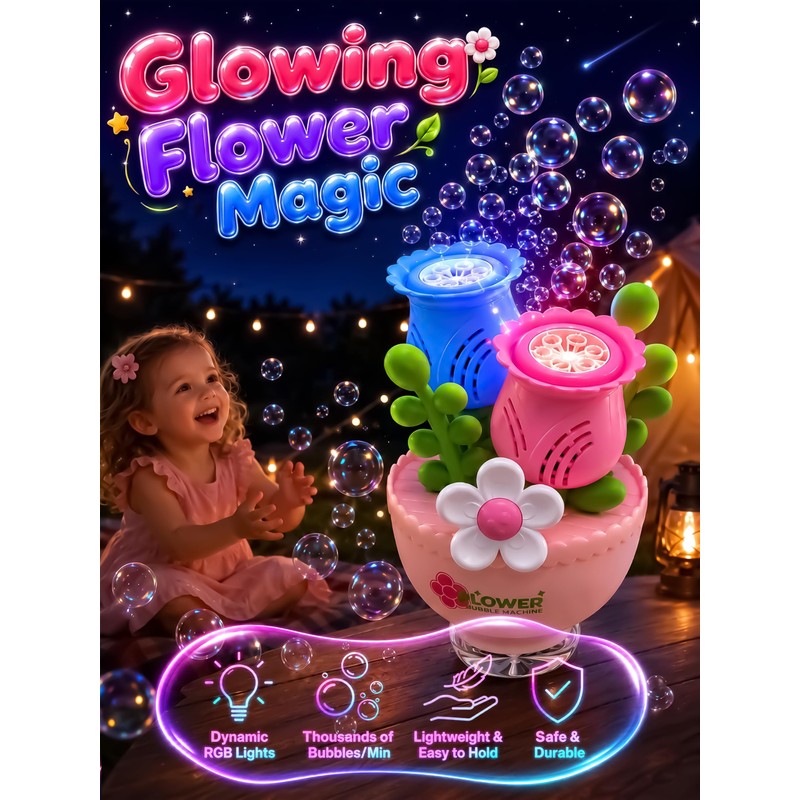 Flower Automatic Bubble Machine for Toddler Kid Toy Age 3
