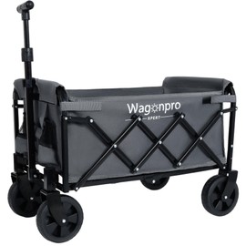 Expandable Collapsible Wagon with Extra Space, Foldable Utility Cart with 360° Wheels, Heavy Duty Collapsible Wagon for Camping, Shopping, Sports, Gardening, Fishing, Gray