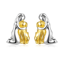 Dog Earrings 925 Sterling Silver Hypoallergenic Cute Dog Stud Earrings Jewellery Gifts for Dog Lovers Girls Women, Silver