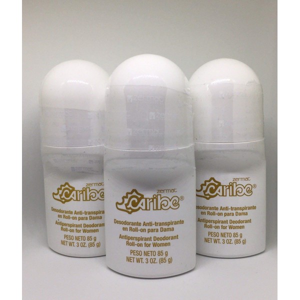 Zermat Perfumed Roll On Deodorant Caribe For Women Dama SET DE 3 Desodorantes