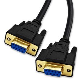 XANHAM 6.6 Feet(2 Meter) RS232 Null Modem Cable DB9 2 3 Cross TX RX Line Double Shielded(Metal Braiding&AL-foil) Female to Female, Black, SC902X08FF
