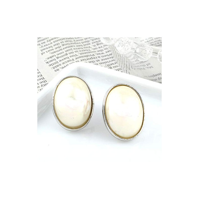 Jewelry Shop M e0101 Pearl, Oval Simple Earrings, Pearl