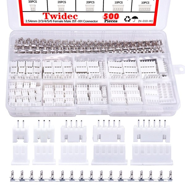 Twidec/500PCS 2.54mm JST Connector Kit with 2/3/4/5/6 Male and Female