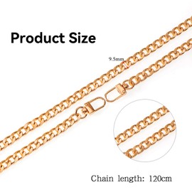 WANGENPING Chain for Bag, Bag Chain 120 cm, Bag Chain Gold, Shoulder Strap for Bags, Metal Chain Strap, Shoulder Bag Handbag Replacement Chain, for Bag Handbags Crossbody 120 cm, (, Unit size