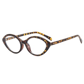 LJCZKA Blue Light Blocking Glasses Women Retro Small Cat Eye Frame Computer Eyeglasses Anti Eyestrain Clear Oval Frame (LeopardClear)