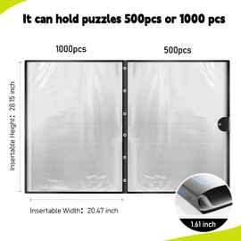 ALL4JIG 500-1000pc Puzzle Storage Folder Binder Keeper for Jigsaw Enthusiasts Puzzle Space-Saving Organizer Accessories for Adults Holds 20 Puzzles, HD Film Pockets Birthday Gifts for Mom & Grandma