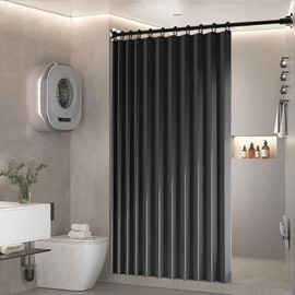 BOYOUTH Heavyweight Folding Accordion Shading Shower Curtains,Waterproof Fabric Pleated Partitions Privacy Bath Curtain for Bathroom Bathtubs Hotel Spa Decor,Dark Grey,55 x 79 inches