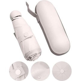 Costume Bay Compact Mini 5 Fold Anti-UV Umbrella with Durable Case, Perfect for Travel, Daily Use, Outdoor Activities, Rainy Days, and UV Protection | White
