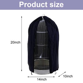 Black Round Dome Top Bird Cage Cover Shield,Birdcage Light Covers Skirt Accessories Screen,Parakeets Lovebirds Budgies Finches Canary Small Bird Universal Windproof Light-Proof Cage Cover(Only Covers)