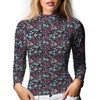 Womens Mock Turtleneck Under Tops(Black Floral,L)