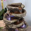 Sunnydaze Stone Falls 15-Inch 6-Tier Tabletop Water Fountain with LED