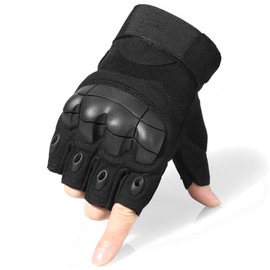 WTACTFUL Tactical Gloves Fingerless Half Finger Gloves for Driving Paintball Airsoft Riding Motorcycle Motorbike Hunting Cycling Work Men Women Size Large Black
