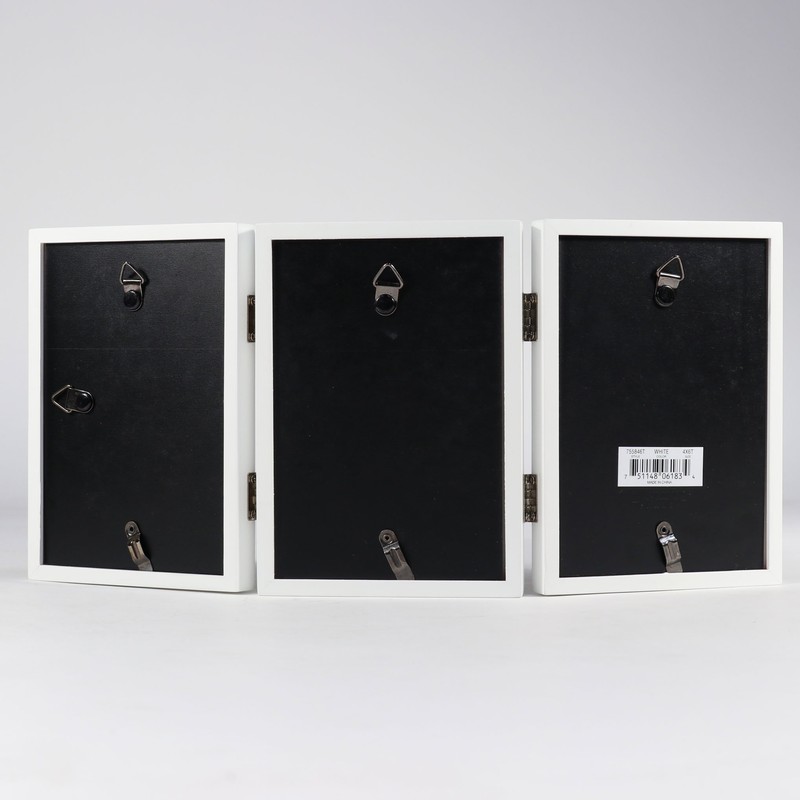 Lawrence Frames Hinged Triple White Wood Picture Frame, Gallery Collection,
