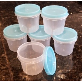 6 Piece Reusable Salad Dressing 1oz Container Set with Snap Airtight Lids - Great for Lunches On The Go