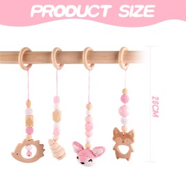 Gohytal Baby Gym Pendants, Pack of 4, Pendant Play Arch Baby, Play Arch Pendant, Wooden Play Arch, Baby Toy from 0 Months, Play Arch, Baby Toy for Girls, Boys, Baby