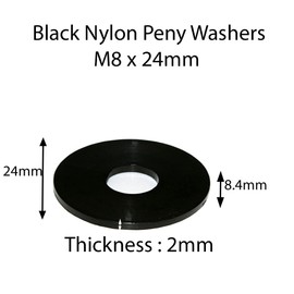 M8 X 24mm Nylon Black Penny Washers Fender Repair Washer Mudguard DIN 9021 (Pack of 10)