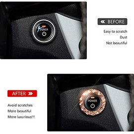 Murimt Murimt Bling Car Button Start Button Cover/Sticker for Wowen, Car Engine Start Stop Trim Ring, Shiny Crystal Rhinestone Key Ignition and Knob Ring (Gem Rose Gold)
