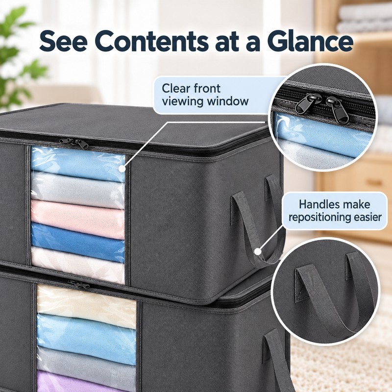 Foldable Clothes Storage Bags Set of 3 – Large Capacity
