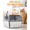 Powools Stainless Steel Cat Litter Box, Metal Kitty Litter Box