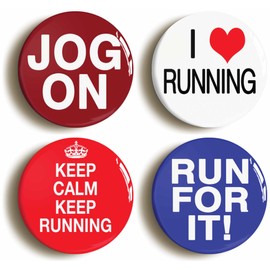 RUNNING JOGGING MARATHON FUNNY BADGE BUTTON PIN SET (Size is 1inch/25mm diameter)