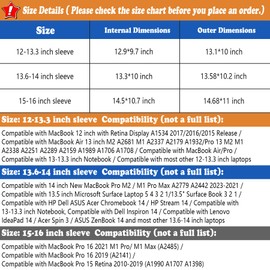 BVYA 13.3-14" Laptop Sleeve, PU Leather Laptop Case Compatible with New MacBook Air 13.6/Pro/Max M2/M1 A2779 A2442 14, 13.5 Surface 5/4/3/2/1, Compatible with Laptop 2022 Pro 14 inchinch